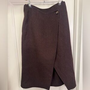 Soeur Paris Brown Midi Wool Wrap Skirt - Size 8